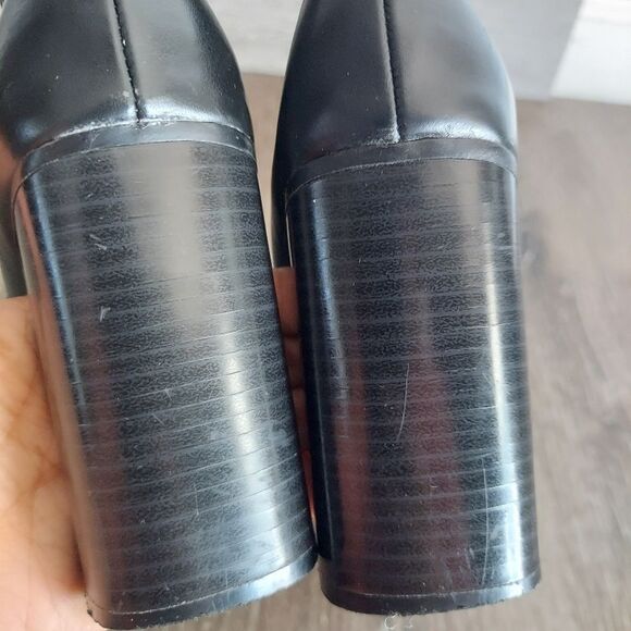 Vintage 90s George Black Square Toe Heel Platform Boot 5 - Picture 9 of 11